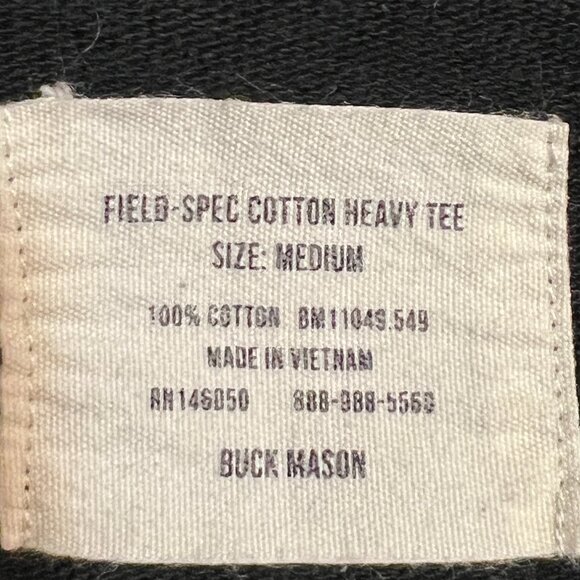 Buck Mason Field-Spec Cotton Heavy Tee Black Size Medium Heavyweight 100% Cotton - Picture 4 of 7